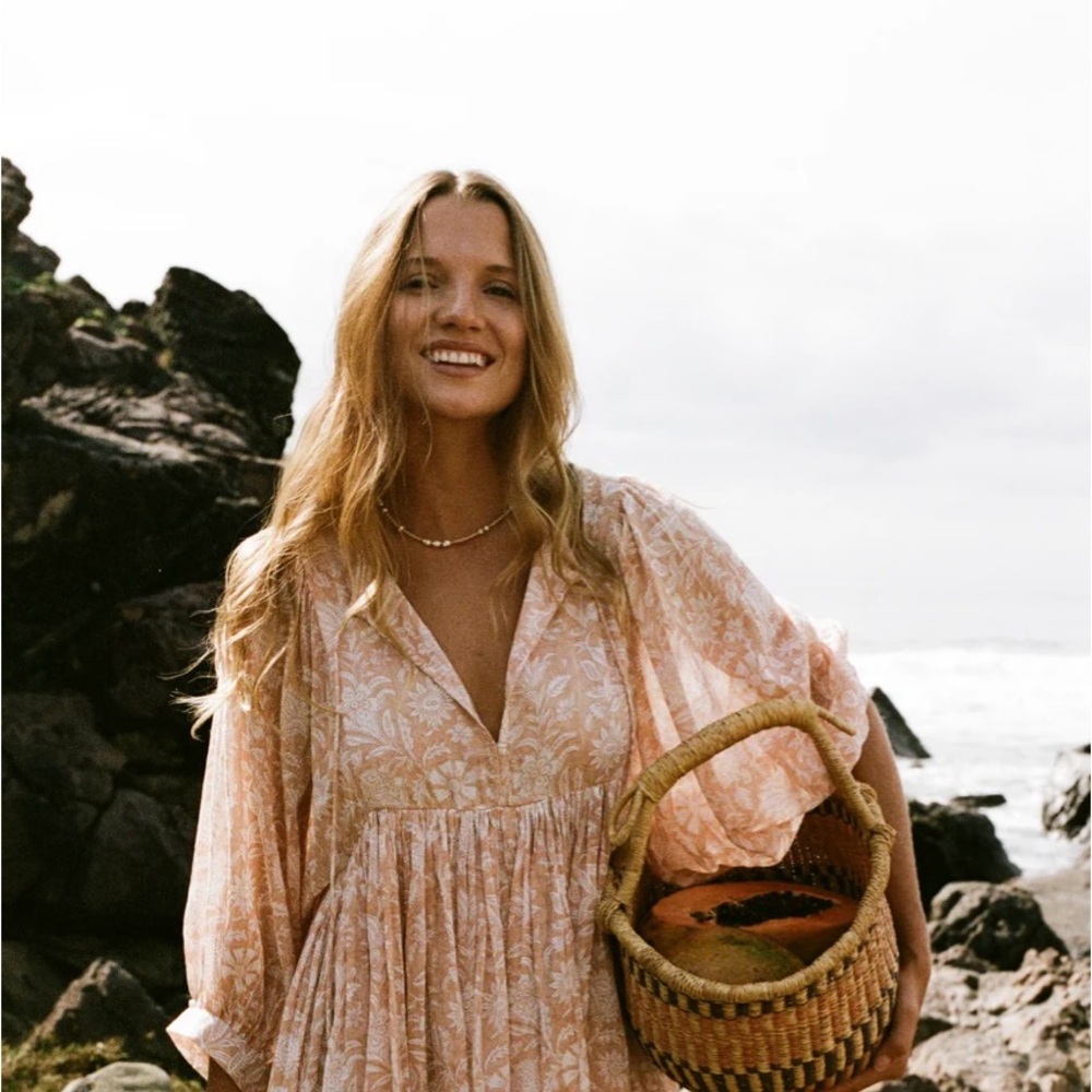 Daughters of India Floral Peach Mini Dress
